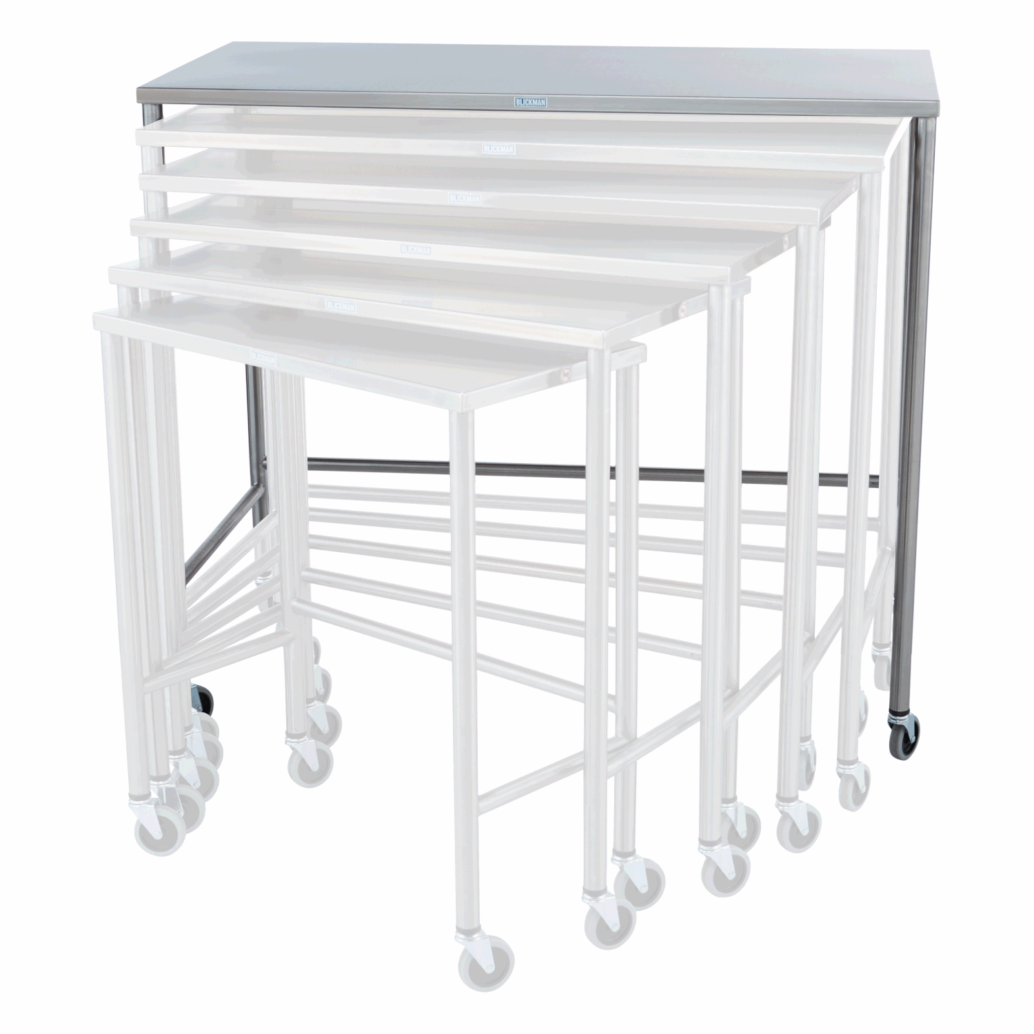Complete Set of 6 Stainless Steel Nested Medical Instrument Tables